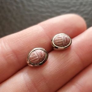 Stone scarab earrings